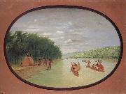 George Catlin, Primitive Sailing by the Winnebago indians